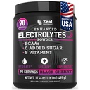 Zeal Naturals Electrolyte Powder Recovery Drink (90 Servings □ Cereja preta) w 0 Açúcar +BCAAs +B-Vitaminas Eletrolyte Supplement w Potássio Zinco & Magnésio para Hidratação - Keto Electrolytes