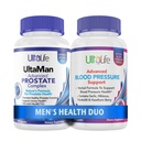 ULTALIFE Duo de saúde masculina - 2 garrafas - um complexo de suporte de próstata com serra Palmetto & Beta Sitosterol e um suplemento de alta pressão sanguínea com alho & Hawthorn Berry rápidas cápsulas para homens