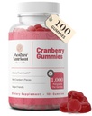 Mãe Nutriente Cranberry Gummies Suplemento para Mulheres & Crianças- Urinary Tract Saúde - Menos Tart & 90% Menos doce, sem glúten, Não-GMO, Vegan - Puro Extrato de Cranberry 1000mg - 100 Conde.