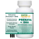 NUTRIÇÃO SHIFAA Vitaminas pré-natais Halais com DHA e ácido fólico, alta potência 90 Softgels, Keto-Friendly, vitamina C 120mg, DHA 250mg, ácido fólico 800mg, EPA 90mg, biotina e iodo