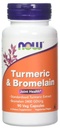 NOW Foods Turmeric & Bromelain, 90 Cápsulas Vegetais (2 Embalagens)
