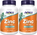 Now Supplements, Zinco (Gluconato Zinco) 50 mg, Suporta Funções Enzimáticas*, Suporte Imune*, 250 Comprimidos (Pacote de 2)