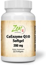 Suplementos Zen CoEnzyme Q10 200mg - Coq 10 em óleo de vitamina E - Apoio antioxidante, saúde do coração, energia, colesterol saudável - Não-GMO e glúten livre 30-Softgel