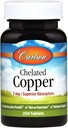 Carlson - Cobre Quelado, 5 mg, Absorção Superior, Saúde da Circulação, Função Nervo & Suporte Imune, 250 comprimidos