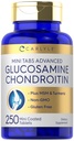 Carlyle Glucosamine Chondroitin HSH / 250 Mini Tablets / Fórmula Avançada com Açafrão / Não-GMO, Gluten Free