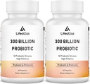 300 bilhões de UFC Probióticos - Probióticos para Mulheres e Homens, 12 Probiótico Strains Plus Prebiótico, Max Potent para Saúde Digestiva & Gut Geral, Suporte Imune, prateleira estável - 120 Cápsulas