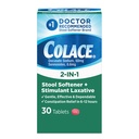 Colace 2-In-1 Macior e estimulante comprimidos laxantes, gentil alívio constipação em 6-12 horas, 30 contagem