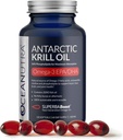 Wild Caught Antárctico Krill Oil 500mg Softgels, SuperbaBoost Omega 3 Suplemento, EPA & DHA, Astaxantina, Cholina, 56% Fosfolipídios, Sustentável, Sem óleo de peixe, Vanilla Flavor (60-Dia de fornecimento)