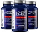 100% Puro Óleo de Krill Orgânico 1000mg, Abastecimento de 180 dias, Omega 3, Concentração mais alta 56% Fosfolipídios, Captura Selvagem, Sustentável Antárctico Superbaost, Astaxantina, Omega xl, Coração, Cuidados com a pele, Sem óleo de peixe