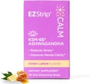 Calm Supplement - Honey Lemon Flavor, 30 Contagem - dissolvendo tiras calmas com Ashwagandha KSM 66 Ajude a apoiar alívio de estresse - Feito nos EUA, açúcar e sem glúten