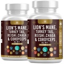 Suplemento de Cogumelo com Mane de Leão Turquia Coroa Reishi Cordyceps Chaga Marshmallow Raiz - 120 Conde