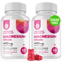 Gummies de magnésio sem açúcar - calma Suplemento de magnésio para crianças, Suporta sono descansado, Gummies de citrato de magnésio sem açúcar para crianças e adultos (120 contagem)