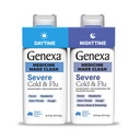 Genexa Clean Cold & Flu Daytime + Nighttime Severe Alief, Dye Free, 0% Aditivos Artificiais, Acetamol Redutor de Febre, Supressor de Tosse, Anti-histamínico, sabor de mirtilo orgânico, 12 fl oz (2 embalagem)