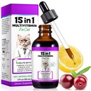 Multivitamina de gato,15 em 1 Vitaminas de gato líquido gotas Suplementos para a saúde do coração, Ossos, Joint, Pele e casaco, Bladder, Suporte do sistema imunológico 60ml
