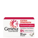 Genexa Clean Acetaminofen 500mg Força extra, Tingimento Livre Redução da Febre da Dor, 0% Aditivos Artificiais, Medicina da Dor para Adultos, Alivia Dor de cabeça, Dor nas costas, Artrite Menor Dor, 50 Comprimidos