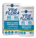 Planeta Vital - Flora Vital Probióticos para Homens, 60 bilhões de UFC, 60 Deformações Diversas, 7 Prebióticos Orgânicos, Prateleira diária masculina Probiótico estável para suporte imunológico, Alívio de Gás, Saúde Digestiva 60 Cápsulas