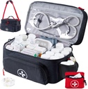 BAGSFY Organizador de sacos de medicina de viagem com mini saco de medicação, kit de primeiros socorros de duas camadas vazio, Lockable frasco Organizador para casa, grande armazenamento de medicamentos, caso transporte de emergência viagem.