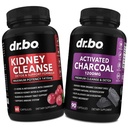 Rim Cleanse Detox & Carvão Ativado - Natural Cranberry & Uva Ursi Extract para apoiar Rim, Bladder & Urinary Tract Health - Pílulas de carvão de coco para estômago Gás e Bloating Support