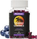 Pastilhas de bronzeamento, Suplemento de bronzeamento para adultos Mulher e homens, Pastilhas de bronzeamento diária para a saúde da pele e pigmentação, Não-GMO, Vegan, Aroma de mirtilo, 60 Pastilhas