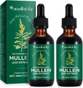 Extrato de folha de mullein para pulmões, gotas de mullein para pulmões, gotas de clorofila de mullein para pulmões, suplementos de ervas mullein com clorophyll (2Pack)
