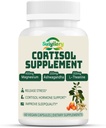 Suplemento de Cortisol para Mulheres Homens, Equilíbrio Hormônio, Magnésio, Ashwagandha, Rhodiola, L-Teanina, Vitamina B6 & B12, Mood, Foco, Apoio ao sono, Vegan 60 Cápsulas