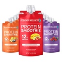 Designer bem-estar proteína smoothie, Frutas reais, 12g de proteína, Baixo carboidrato, Zero adicionado de açúcar, Sem glúten, Não-GMO, Sem cores artificiais ou sabores, Variety Pack, 12 Contagem