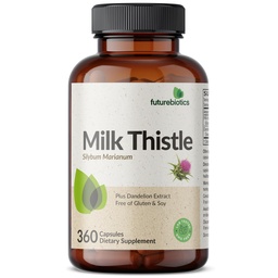 Futurebiotics Cardo de leite Silymarin Marianum & Dandelion Apoio à saúde do fígado raiz, Suporte antioxidante, Detox, 360 Cápsulas