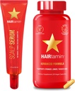 Hairtamin Advanced Hair & Scalp Serum Pack □ Cápsulas de Biotina Vegan All-Natural & Amostra de soro para cabelo, Pele & Crescimento de unhas
