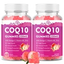 2 Pacote CoQ10 Gummies 250mg, Plus Omega-3, Vitamina B3 & Zinco, Magnésio - Coenzima de alta absorção Q10 Suplementos para a saúde do coração, energia celular, e suporte antioxidante, 120 contagem