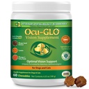 Ocu-GLO Cat & Dog Senior Supplement for Eye Support - Chewable Vitaminas Vision Suplementos para cuidados de animais de estimação grandes e pequenos com Lutein, Ómega-3 ácidos gordos, extrato de sementes de uva e antioxidantes