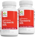 Terry Naturalmente Turmeric 50X - Suplemento dietético para apoio à saúde do cérebro e coração - Força extra Turmeric para ajudar a saúde imune - Suplemento não-GMO - 60 cápsulas, 2 embalagens