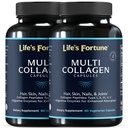 Multi Colágeno Peptídeos Tipos I, II, III, V & X Cápsulas de proteína hidrolisadas – Grama-Fed, Mistura com Enzima Digestiva – para pele, cabelo, unhas, articulações & Gut Saúde, sem sabor (60 contagem (Pacote de 2))