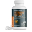 Bronson Vitamina K2 D3 (MK7) Suplemento não-GMO Fórmula Vitamina D3 5000UI (125 mcg) e 90 mcg K2 MK-7, Complexo D & K fácil de engolir, 200 comprimidos