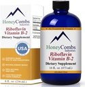 HoneyCombs Vitamina B2 Riboflavina Suplemento Drops Líquidos - Vitamina B2 de alta potência para homens e mulheres - Manter a Digestão Saudável, Sistema Nervoso, Cabelo, Pele, Unhas - Vitaminas Líquidas Vegan (16 Fl oz)