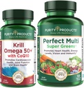 Pacote de produtos de pureza - Krill Omega 50+ com CoQ10 + Perfeito Multi Verdes
