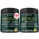 Pacote 6in1 Suplemento de Dandelion e 6in1 Cápsulas de Raiz de beterraba - Suporte Digestivo, Imune e Saúde do Coração