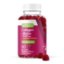 Viteey gomas de colágeno com pastilhas de biotina para a pele do cabelo e unhas Vitaminas - Biotina e suplementos de colágeno para mulheres e homens - Vegan, Gluten-Free – 60 Contagem