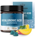 HERBAMAMA Gomas de ácido hialurônico - 250mg Ácido hialurônico puro para cabelo, pele e unhas de apoio - Vegan, suplemento de elasticidade da pele não-GMO - 60 mastigação de manga com base em pectina