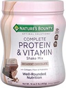 Complete Protein & Vitamina Shake Mix by Nature's Bounty Optimal Solutions, Contém vitamina C para saúde imunológica, sabor de chocolate decadente, 1 lb