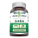Fórmulas surpreendentes GABA 750mg Por Servindo Cápsulas Veggie Supplement □ Non-GMO □ Gluten Free □ Made in USA Ideal para Vegetarianos (200 Count)