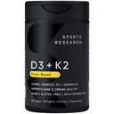Pesquisa Esportes Vegan Vitamina D3 + K2 Suplemento com óleo de coco orgânico - 5000iu Vitamina D com 100mcg Mk7 Vitamina K - Suporta cálcio para ossos mais fortes e saúde imunológica - 30 Softgels para adultos