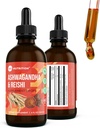 360 Nutrição Ashwagandha & Reishi Root Supplement Drops para alívio de estresse, resistência e longevidade, e suporte energético - Vegan Não-GMO Adaptogenic - 4 fl oz, 60 Servings