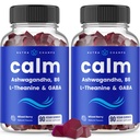 NutraChamps Pastilhas calmas, chicletes de estresse Suplemento com Ashwagandha, L-Theanina, GABA, vitamina B6 & Limão Balm, 90 chicletes (Pacote de 2)