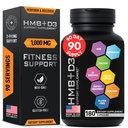 Suplementos HMB com vitamina D3 - 1.000mg Beta-Hydroxy de cálcio Beta-Metilbutirato por serviço para o crescimento muscular, força e recuperação - 180 cápsulas sem glúten, não-GMO HMB, suprimentos de 3 meses