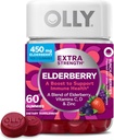 OLLY Extra força Elderberry Gummies, Imune Support, 450mg Elderberry, Vitamina C, D e Zinco, Berry - 60 Contagem