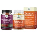 Pacote de cápsulas extra de força Hawthorn Berry - Suplemento de saúde do coração e Curcumina Turmérica Imune Suporte Gummies - Imune Booster Gummies Turmérica para apoio conjunto e cuidados avançados da pele