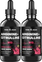 L-Arginina + L-Citrulina + B12 Gotas líquidas, Citrus Berry Flavor, 2 fl oz, Embalagem de 2