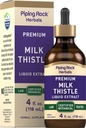 Piping Rock Milk Thistle Extrair Drops Líquidos 4 Fl Oz Suplemento de tintura de ervas Livre de Álcoois Vegetarianos