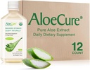 AloeCure USDA Orgânica Aloe Vera Juice Made Within 12 Hrs of Harvest - Puro Suco de Aloe Suplemento Digestivo Natural para apoiar a digestão, sistema imunológico e equilíbrio da acidez do estômago, 12 x 500ml Garrafas