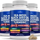 NOVA AGE Silica Sea Moss, Black Seed Oil, Ashwagandha, Turmeric, Bladderwrack, Burdock - com Manuka, Mel Dandelion, ACV Pimenta preta Gluten Free